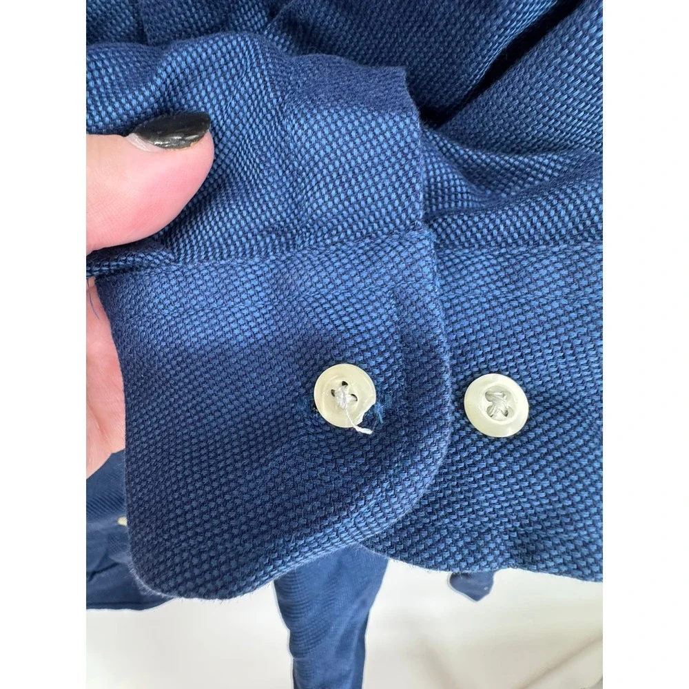 Tommy Hilfiger Button Down Shirt Mens XXL Blue Cotton Lion Crest Logo Casual‎